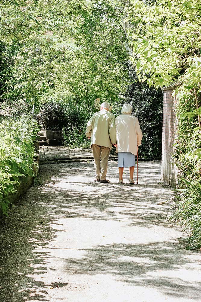 residents on a walk together