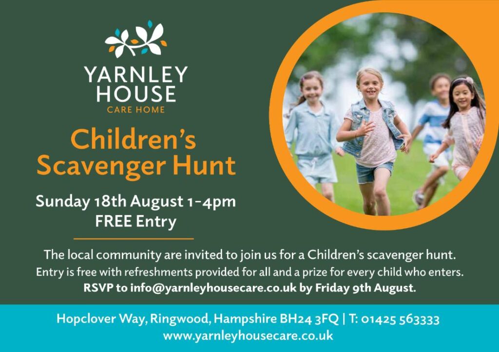 scavenger hunt invitation with picture of children running