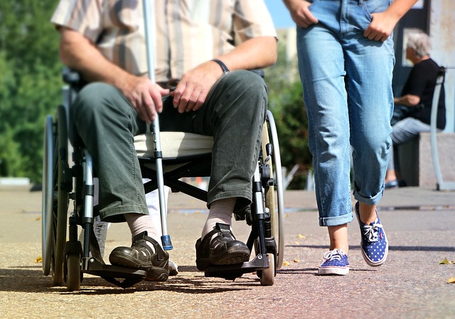 resident wheelchair user on an outing