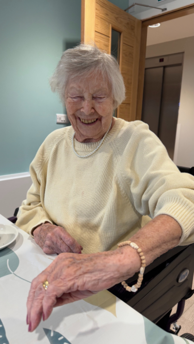 one of our residents with a bracelet on