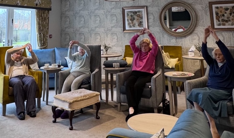 residents doing an exercise class