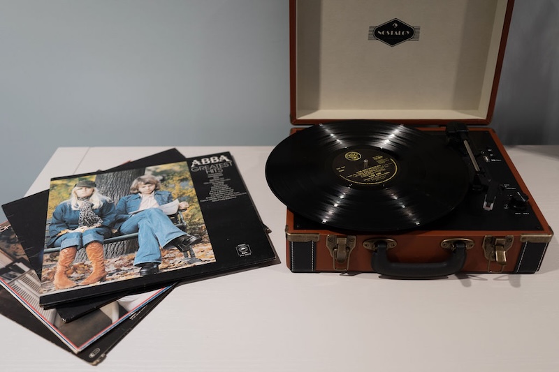 record player on table