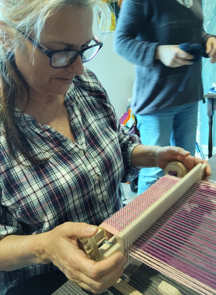 older lady weaving