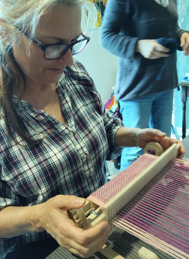 older lady weaving